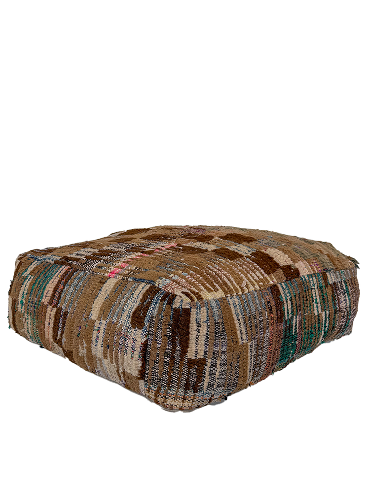 Vintage Boucherouite Pouf - Neutral Checkerboard - Salam Hello