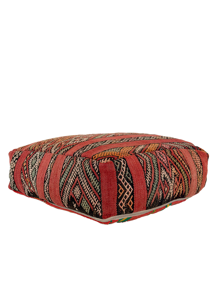 Vintage Kilim Pouf - Symoblic Terracotta - Salam Hello