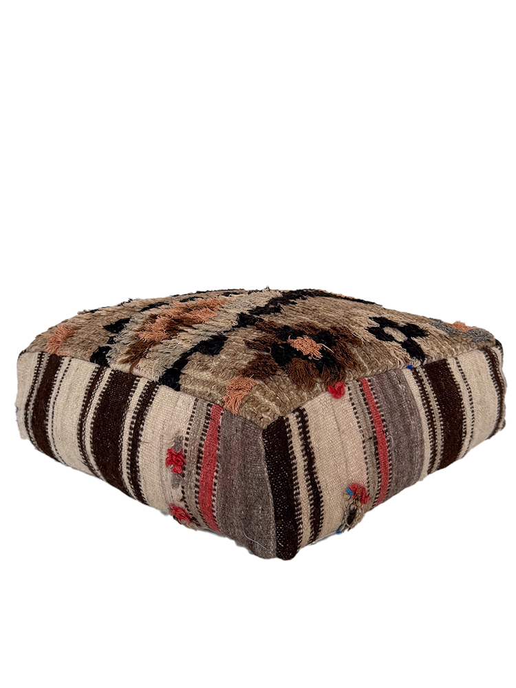 Vintage Mixed Technique Pouf - Earthy Hues - Salam Hello
