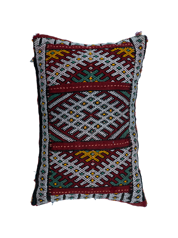 Ain Leuh Vintage Pillow - Burgundy Broken Symbol