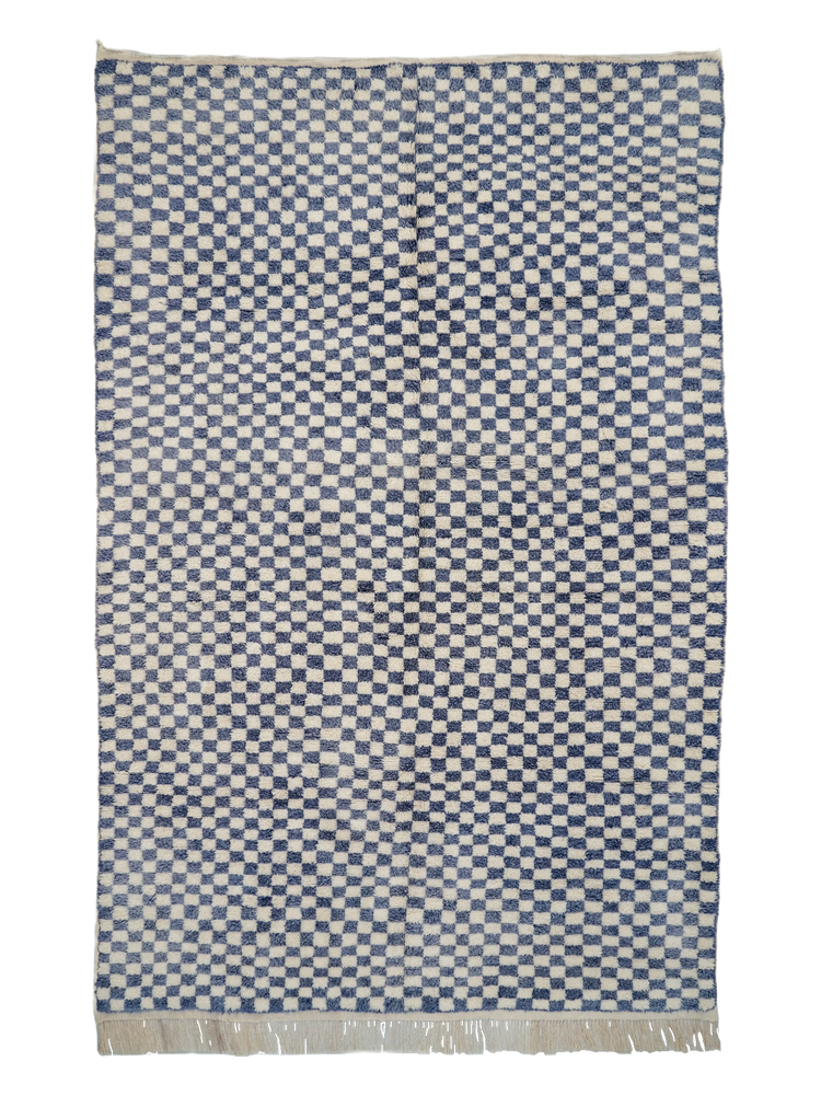 Fatima & Naima's Slate Blue Grid Hand-Knot