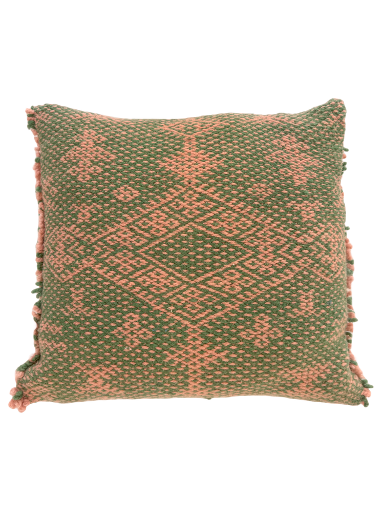 Anzal's Flatweave x Zanafi Pillow - Green/Pink - Salam Hello