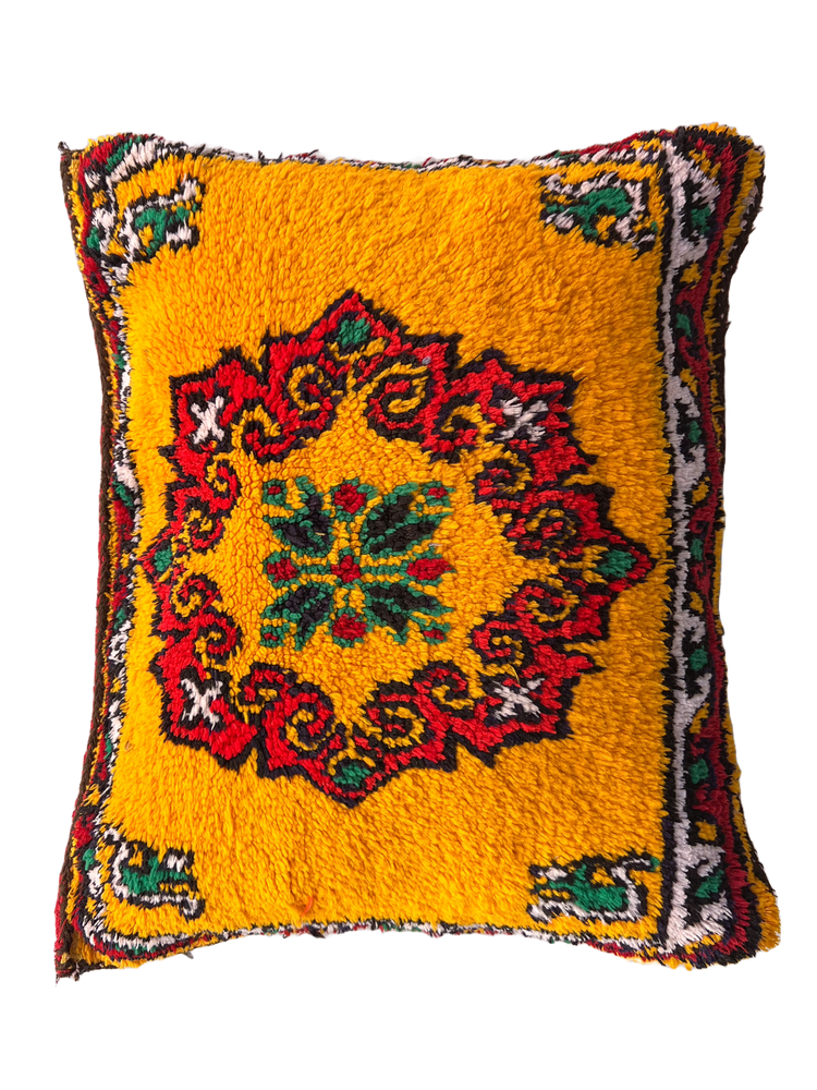 Kalaat M'Gouna's Vintage Pillow - Flower, Yellow - Salam Hello