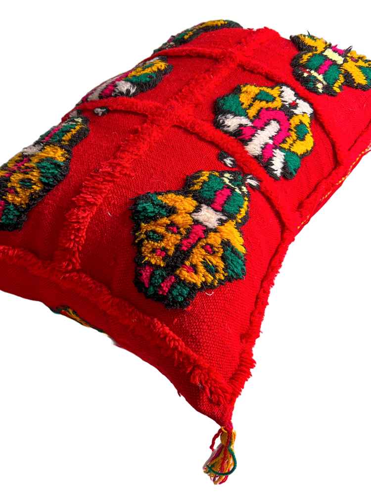 Kalaat M'Gouna's Vintage Pillow - Multi Square, Red - Salam Hello