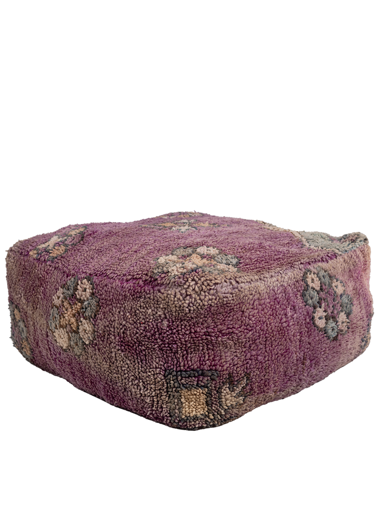 Vintage Talsint Pouf - Violet Flowers - Salam Hello