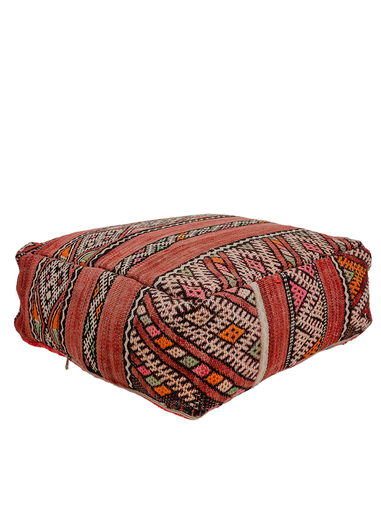 Vintage Kilim Pouf - Faded Terracotta