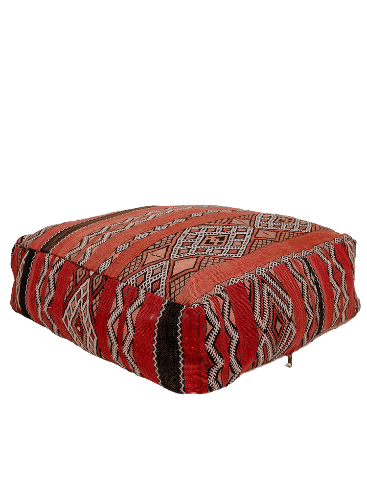 Vintage Kilim Pouf - Terracotta