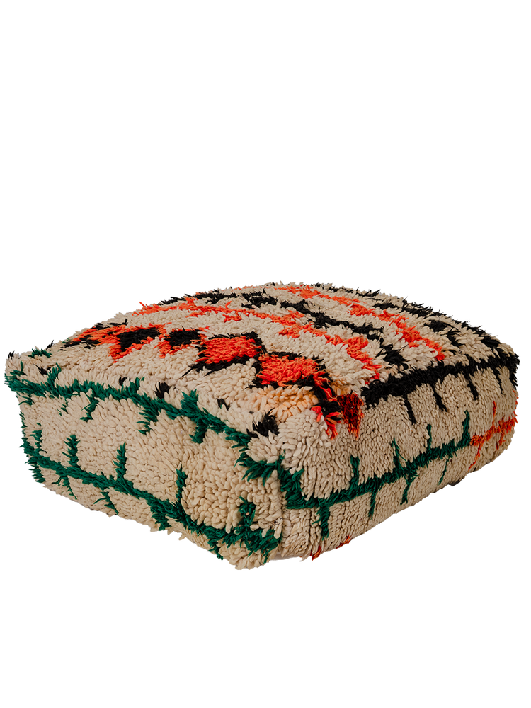 Vintage Marmoucha Pouf - Vibrant Symbols