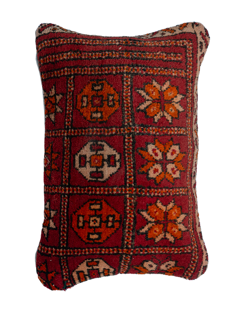 Vintage Rhamna Pillow - Crimson Grid - Salam Hello