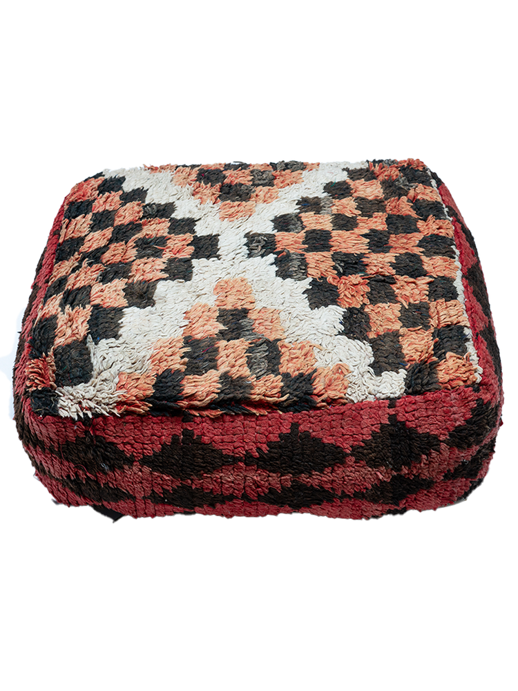 Vintage Sidi Mokhtar Pouf - Checkered Diamonds - Salam Hello