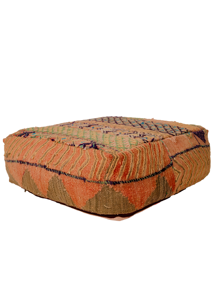 Vintage Striped Hanbel Mixed Pile Pouf - Desert Mosaic