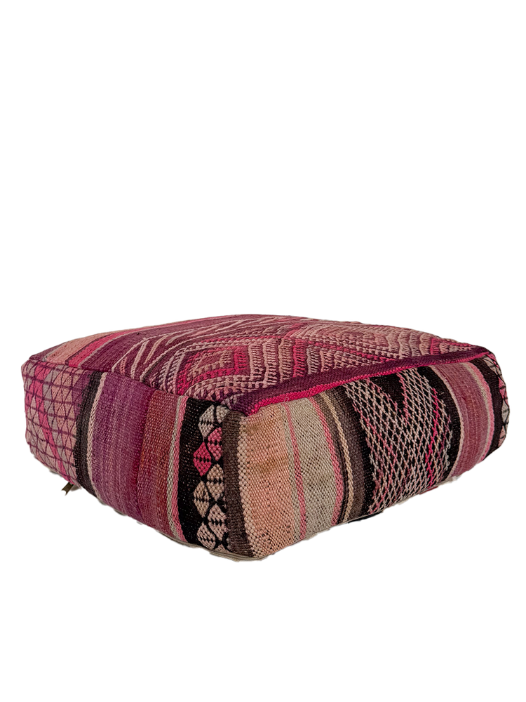 Vintage Striped Hanbel Pouf - Mulberry Rose - Salam Hello