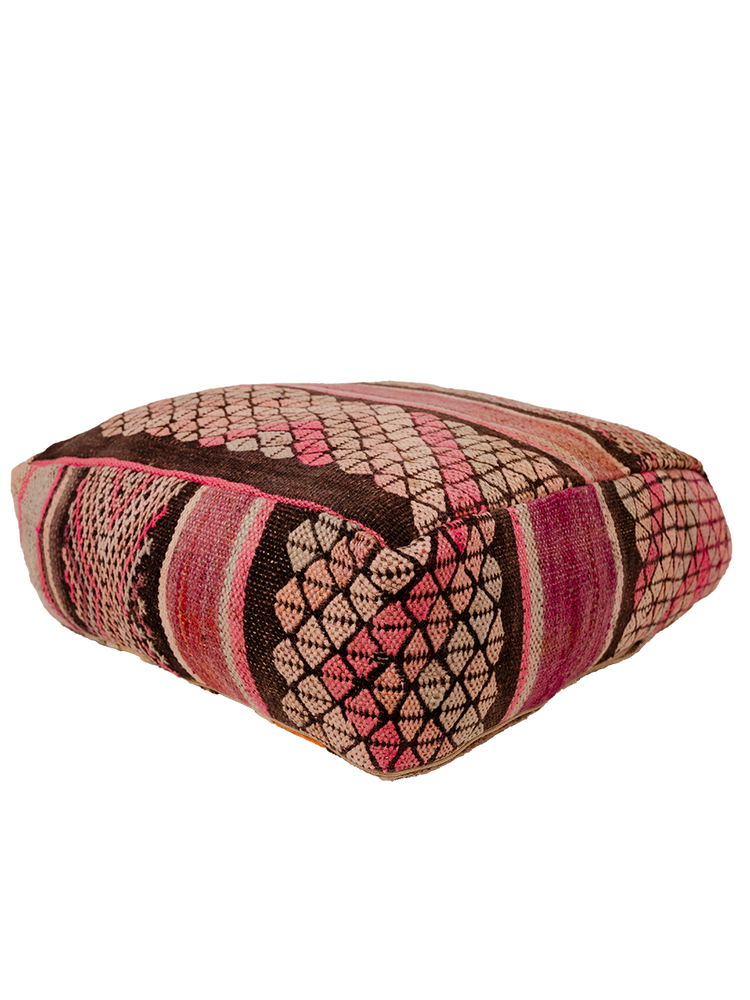 Vintage Striped Hanbel Pouf - Rosewood Dunes