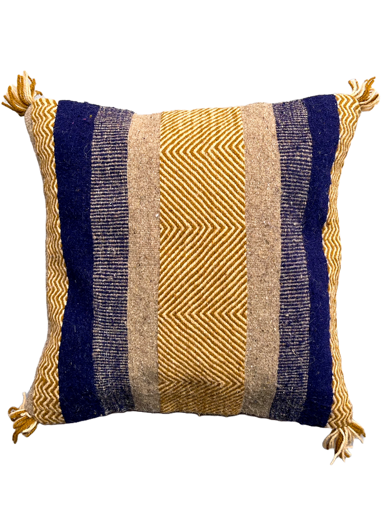 Anzal's Flatweave x Zanafi Pillow - Beige/Blue