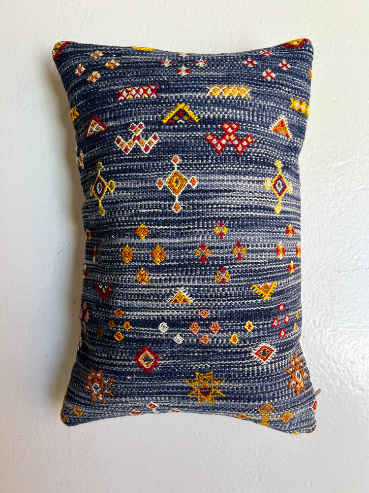 Anzal's Flatweave Lumbar Pillow - Indigo - Salam Hello