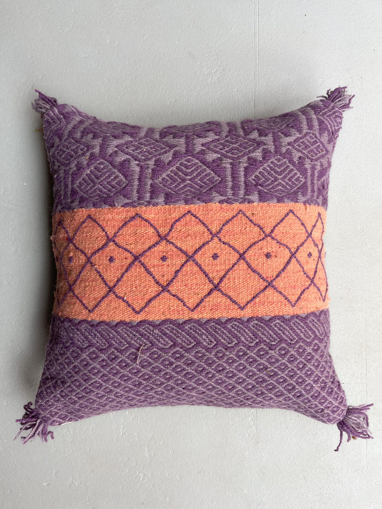 Anzal's Flatweave x Zanafi Pillow - Purple/Pink - Salam Hello