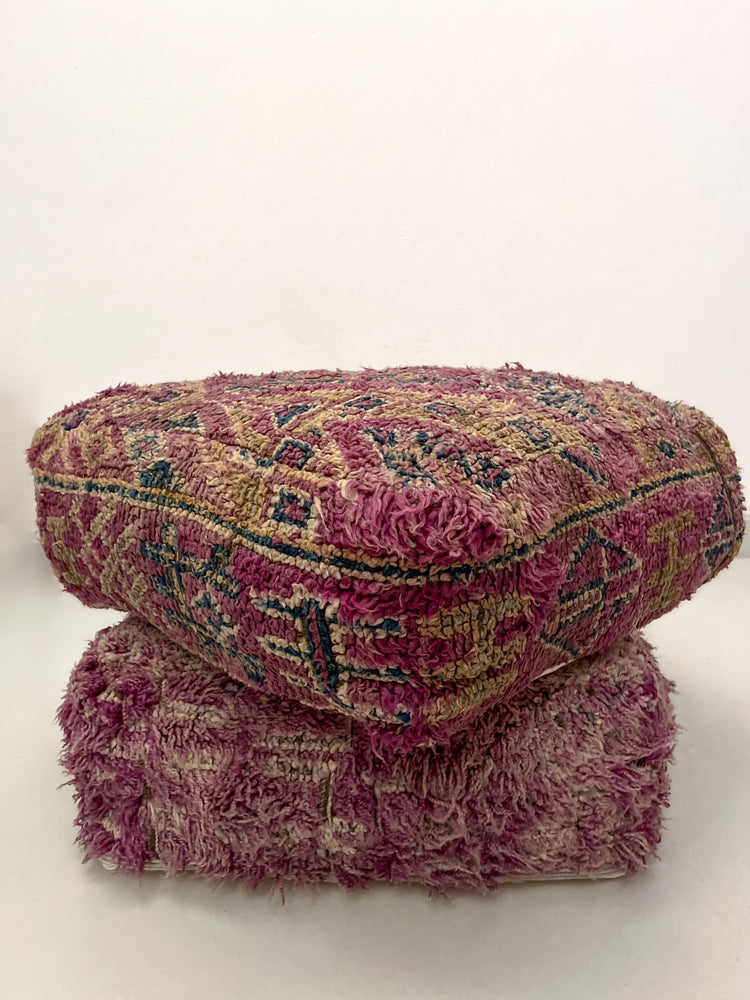 Vintage Beni M'Guild Pouf - Purple, Blue/Sage Accent - Salam Hello