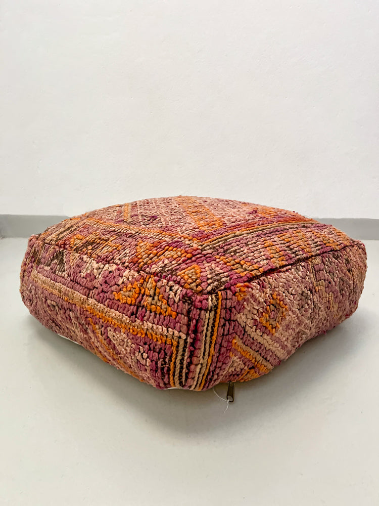 Vintage Beni M'Guild Pouf - Orange, Purple - Salam Hello