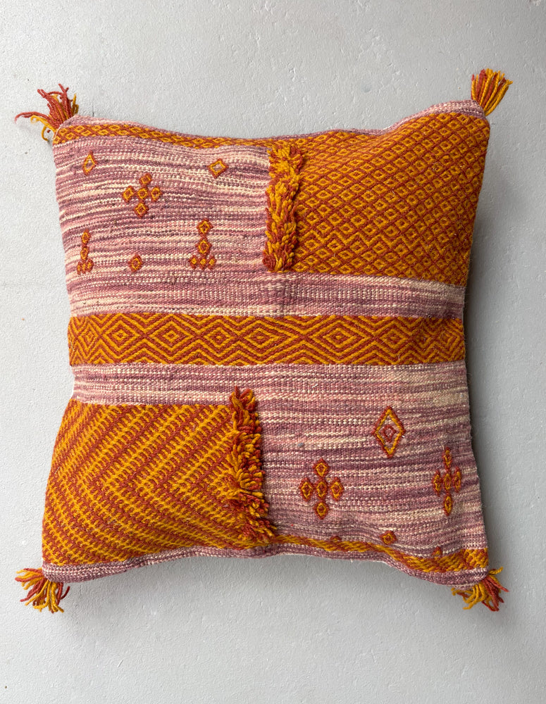 Anzal's Flatweave x Zanafi Pillow - Purple/Orange - Salam Hello