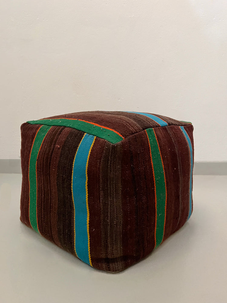 Ait Yadine Vintage Hanbel Pouf Square - Stripe - Salam Hello