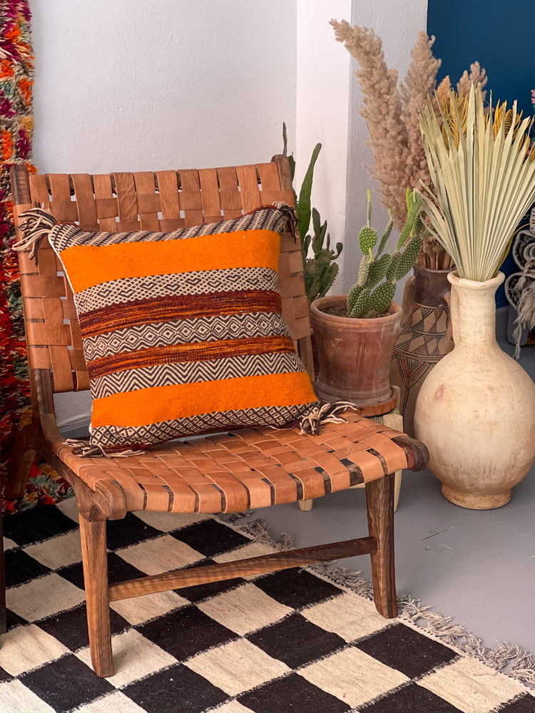 Anzal's Flatweave x Zanafi Pillow - Orange/Brown - Salam Hello