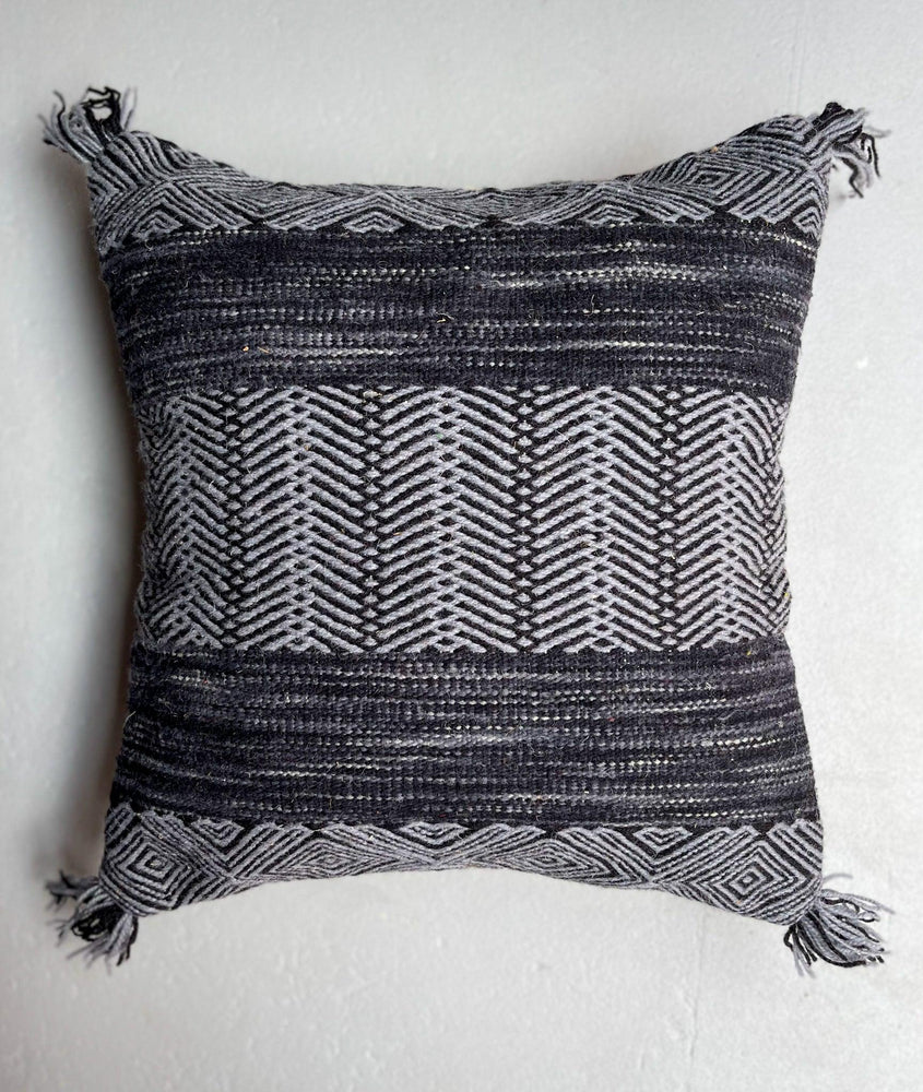 Anzal's Flatweave x Zanafi Pillow - Grey/Black - Salam Hello